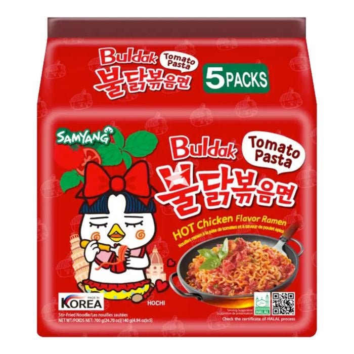 Buldak Tomato Pasta Hot Chicken Ramen 5-Pack