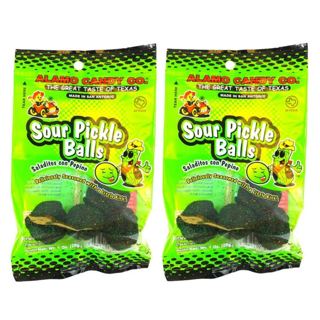 ALAMO CANDY PEG BAG SOUR PICKLE BALLS 1 OZ