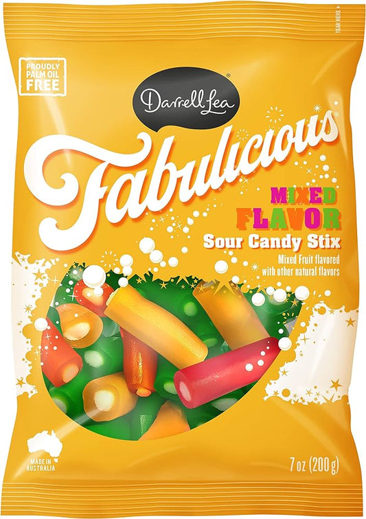 DARRELL LEA FABULICIOUS SOUR CANDY PEG BAG - MIXED FLAVOR 7 OZ