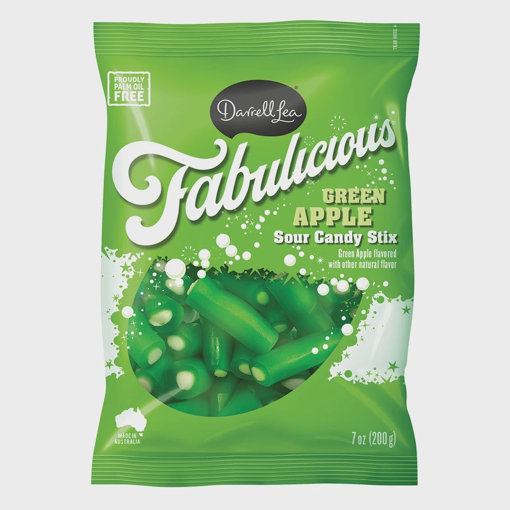 DARRELL LEA FABULICIOUS SOUR CANDY PEG BAG - GREEN APPLE 7 OZ