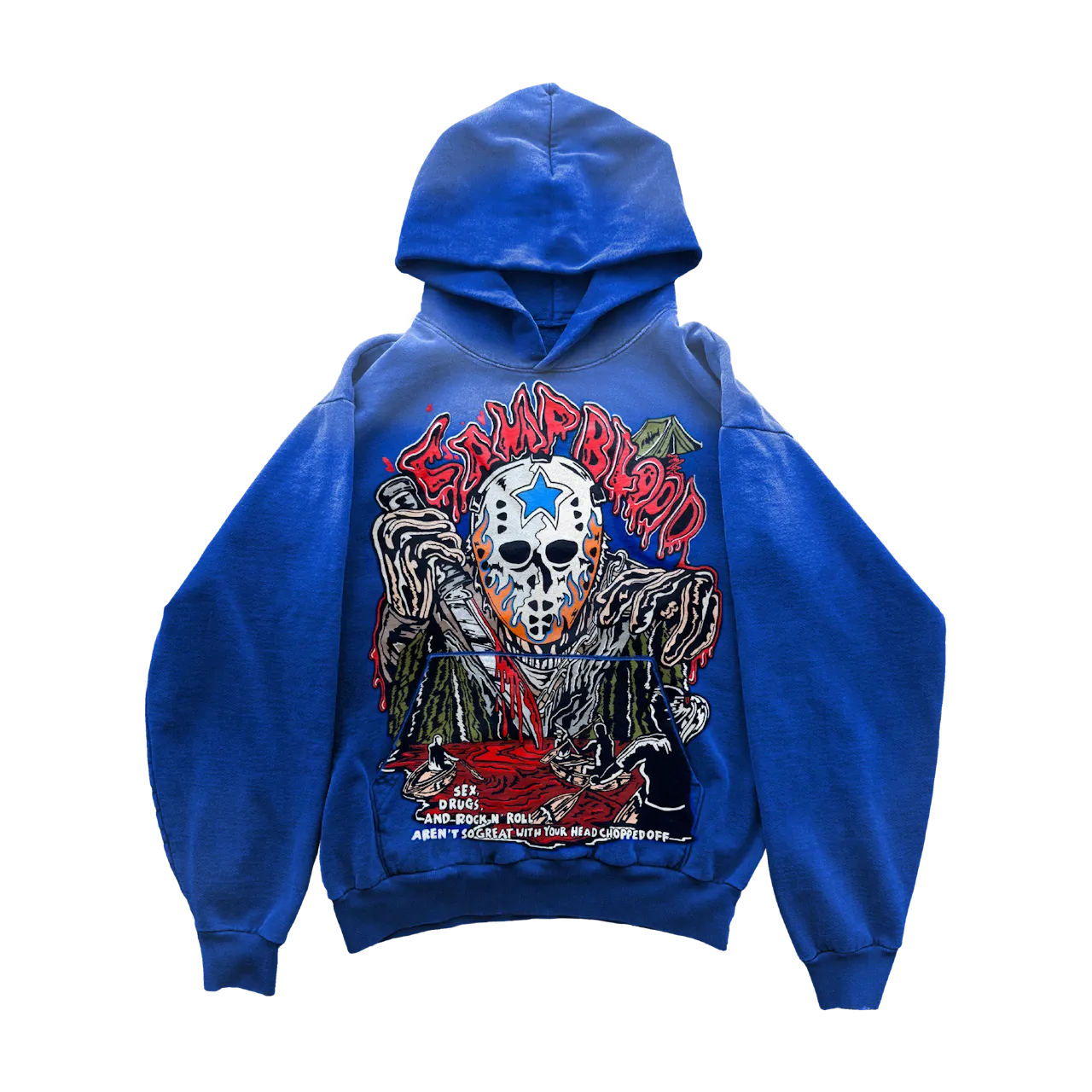 Warren Lotas Camp Blood Hoodie Faded Cobalt