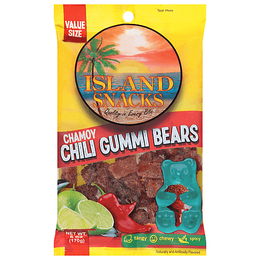 Island Snacks  Gummi Bears Chamoy 6oz