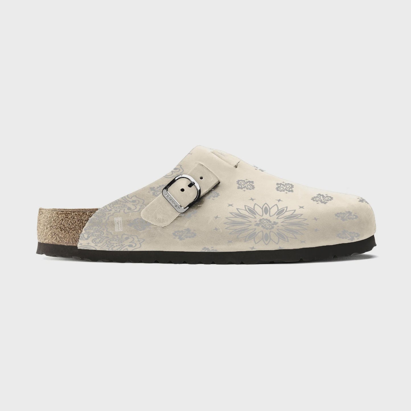 Bravest Cream Suede Paisley Clogs