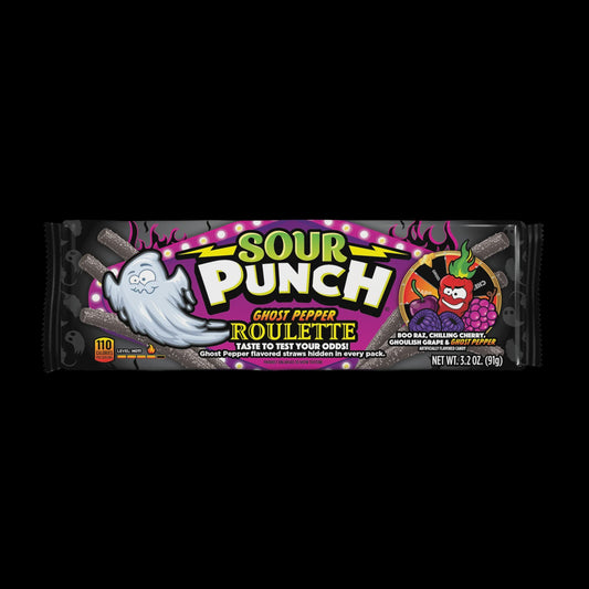 Sour Punch Ghost Pepper Roulette Straws Tray 3.2oz